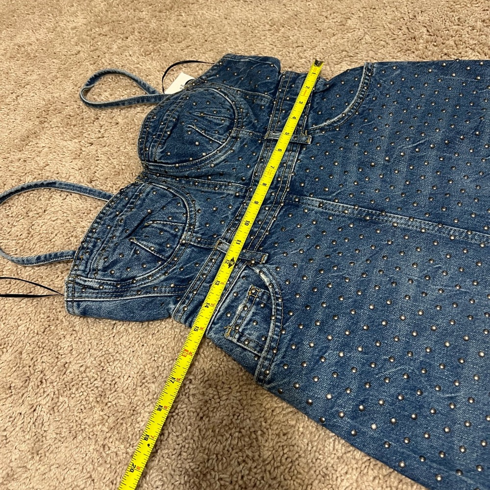 Zara denim bodice studded midi dress USA small - Picture 9 of 12